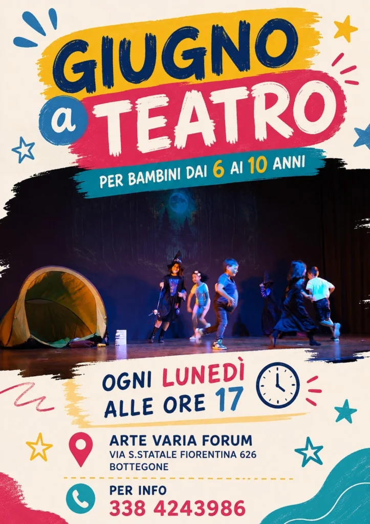 Locandina di Giugno a teatro, per bambini da 6 a 10 anni