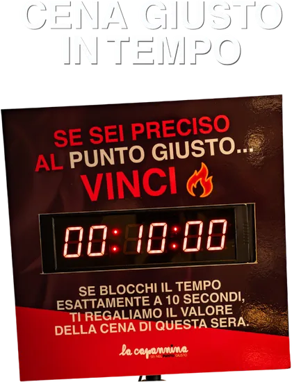 Cena Giusto in tempo. Se sei preciso al punto giusto, vinci: ferma il timer a 10 secondi